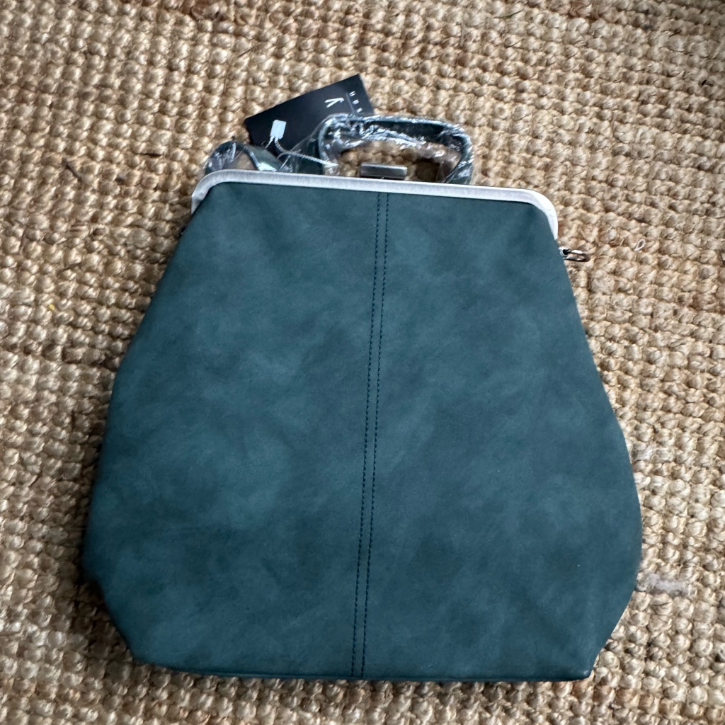 Structured Teal Tote Bag With Silver Trim - Women Bags